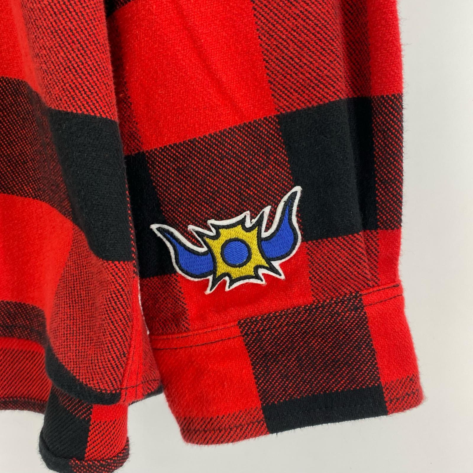 長袖シャツ キン肉マン バッファローチェックジャケット 悪魔超人 赤黒 (XL)