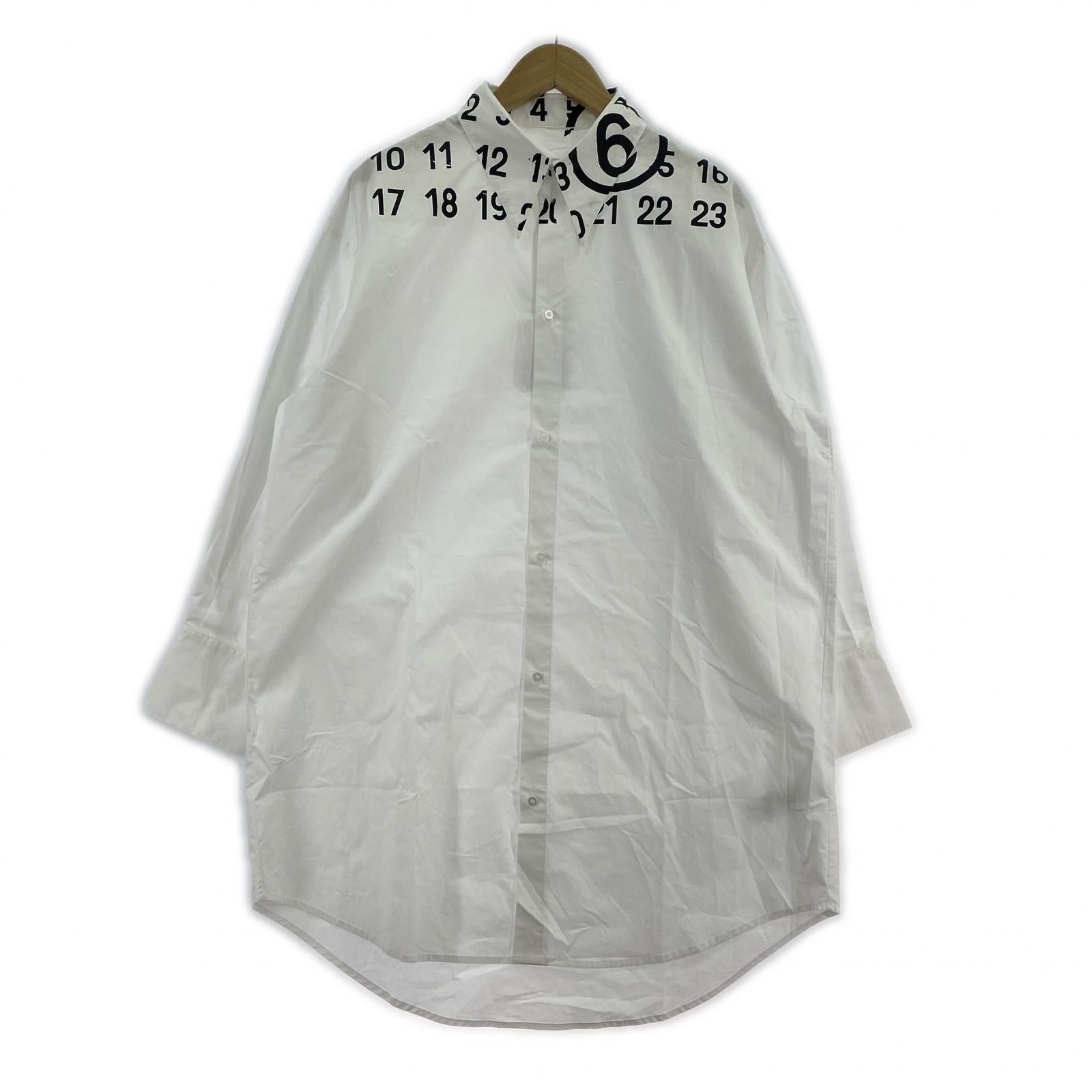 長袖シャツ MM6 26SS プリントロングシャツ 16Y ホワイト ホワイト