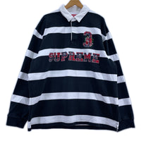 長袖Ｔシャツ Supreme 25FW Stripe Rugby 黒×白 (XL)