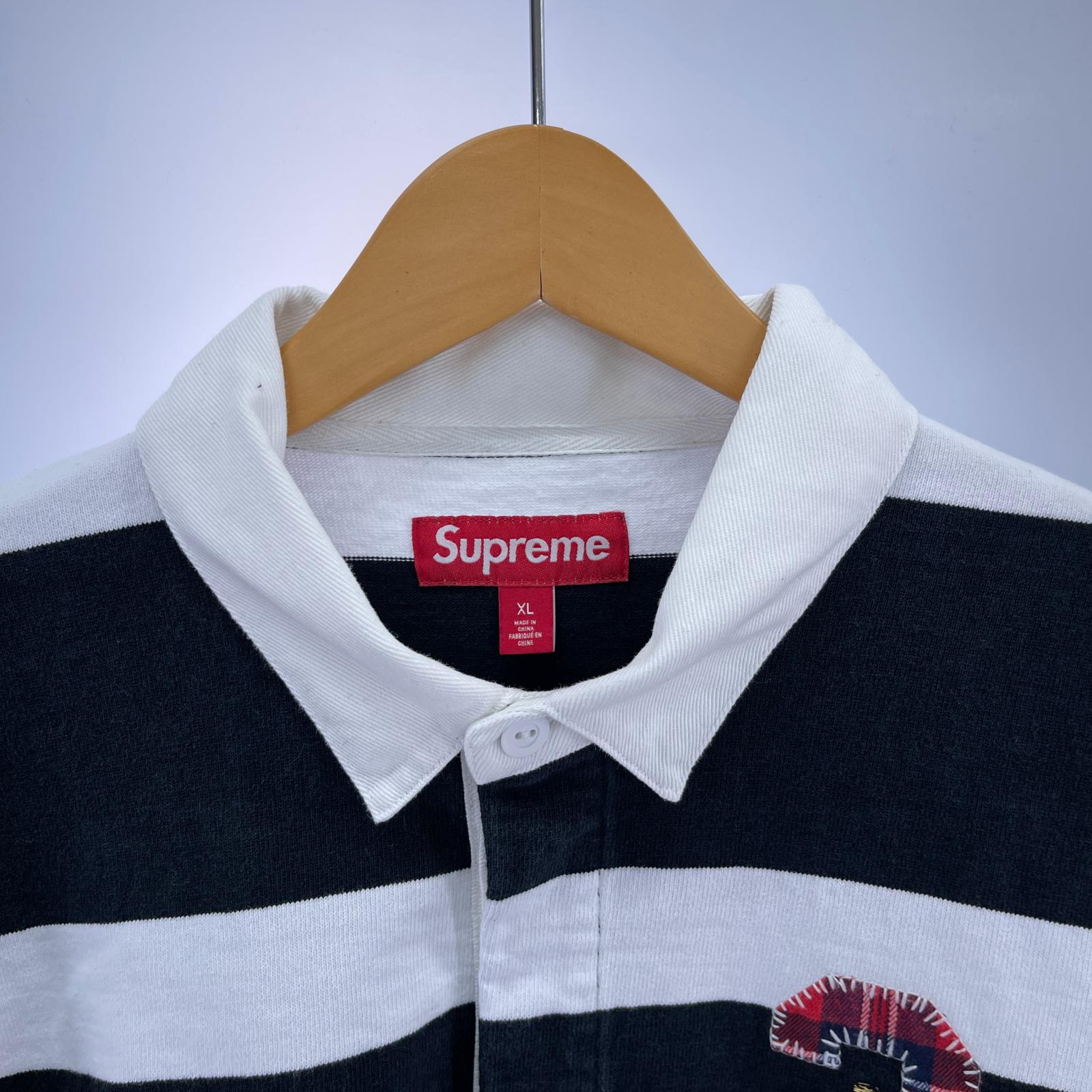 長袖Ｔシャツ Supreme 25FW Stripe Rugby 黒×白 (XL)