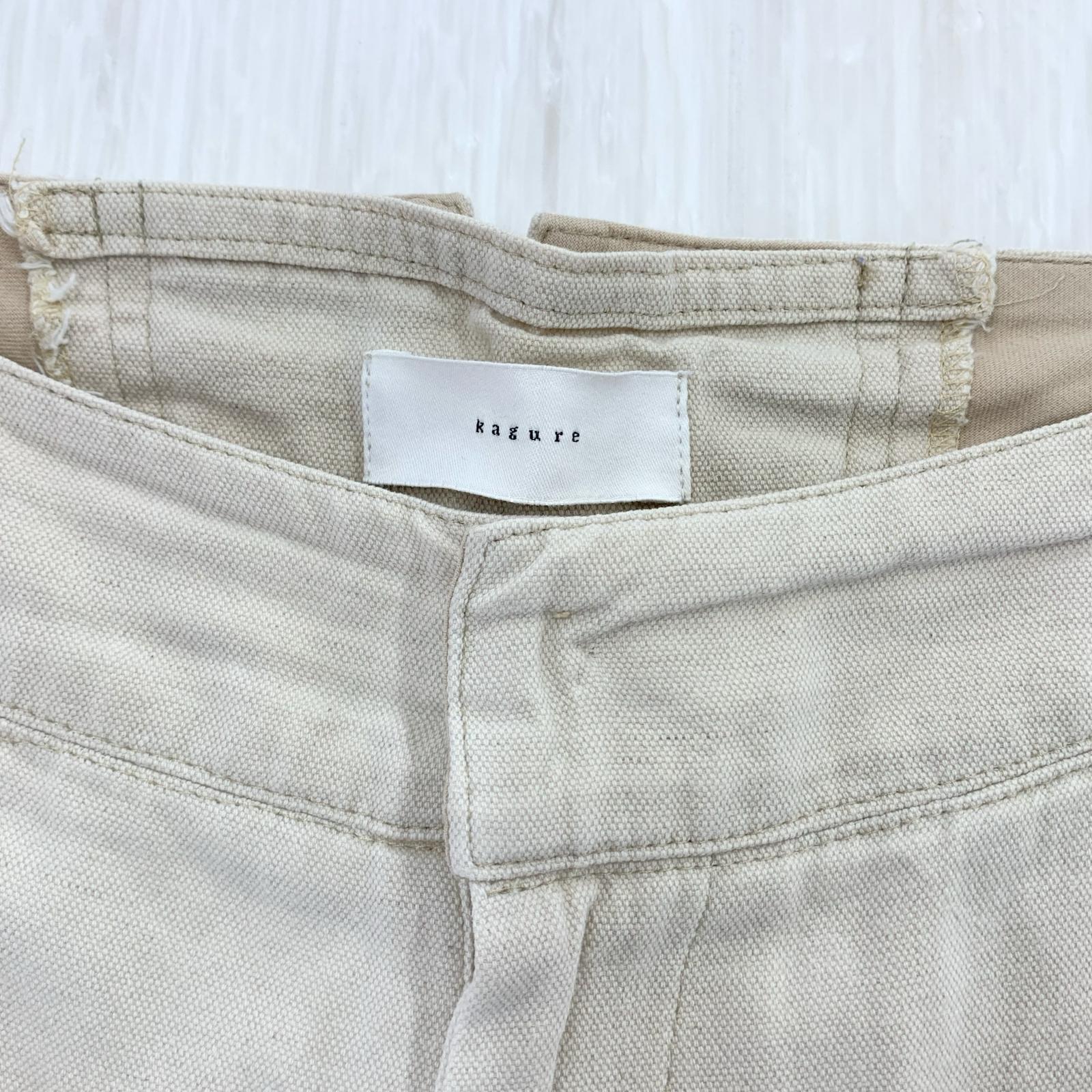 パンツ レースアップ リネン混パンツ BEG ホワイト
