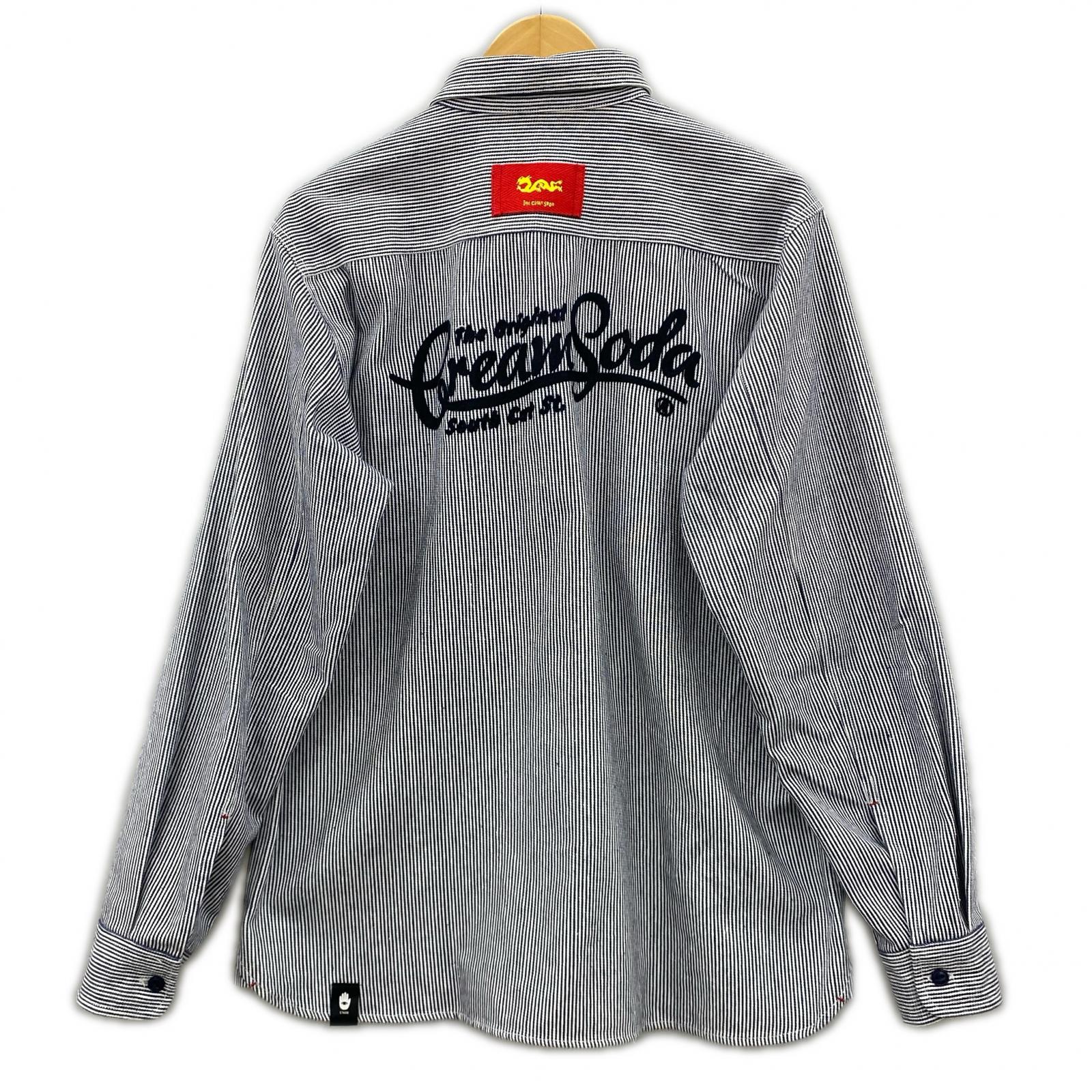 長袖シャツ ヒッコリー L L グレー