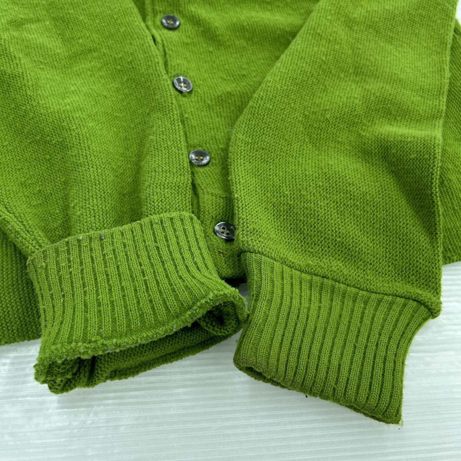 カーディガン 60s-70s VIRGIN ORLON アクリルカーディガン 緑 (L) L