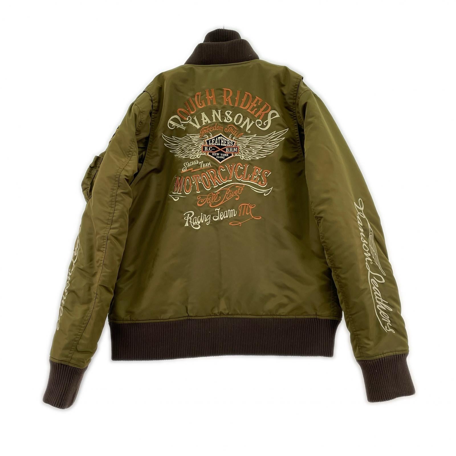 ジャケット VANSON フライトジャケット カーキ (L) L ブラウン