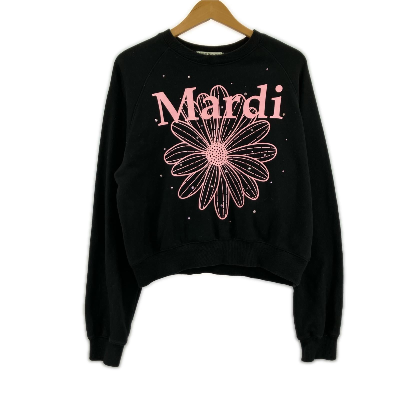 スウェット SWEATSHIRT FLOWERMARDI STONE EMBELLISHED ブラック