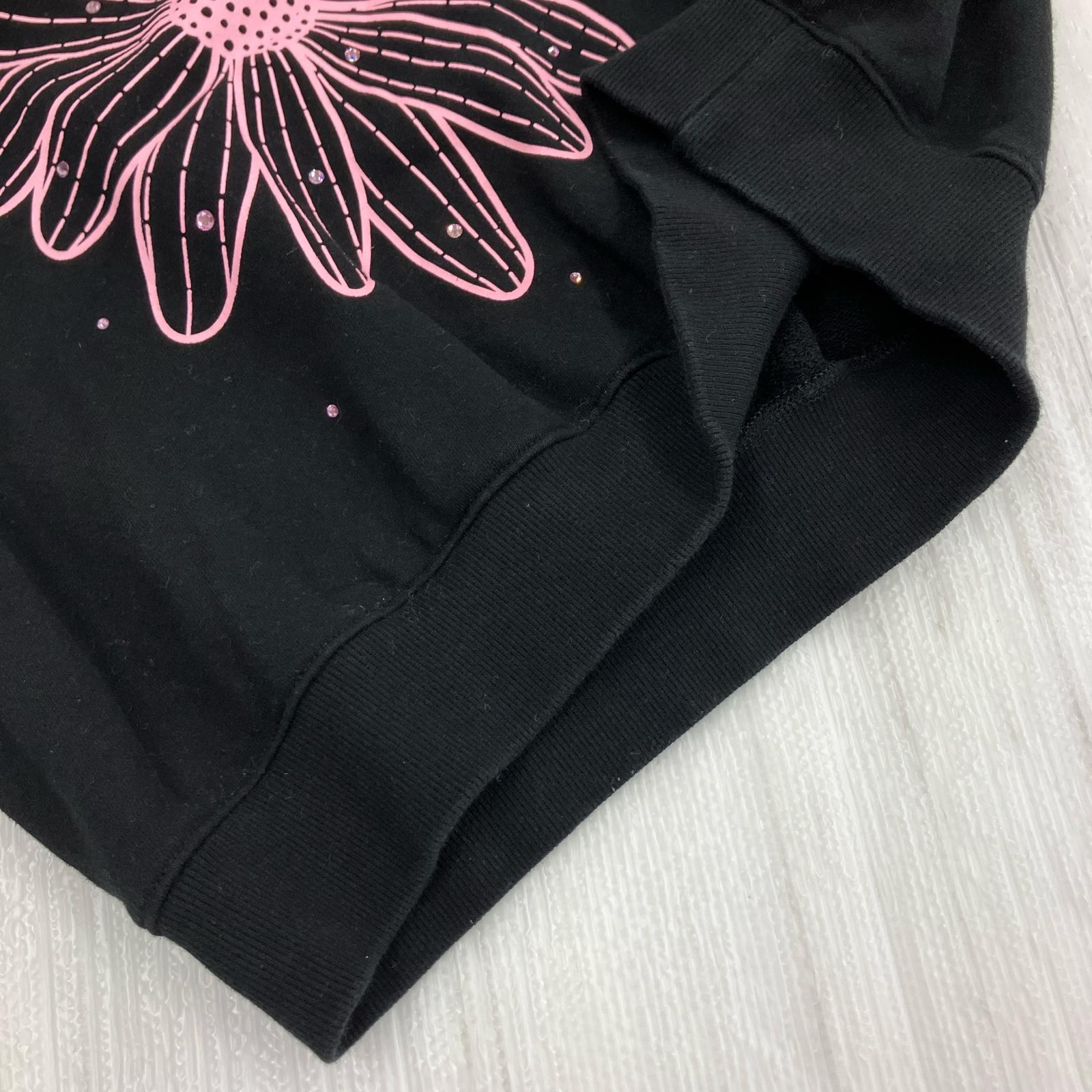 スウェット SWEATSHIRT FLOWERMARDI STONE EMBELLISHED ブラック
