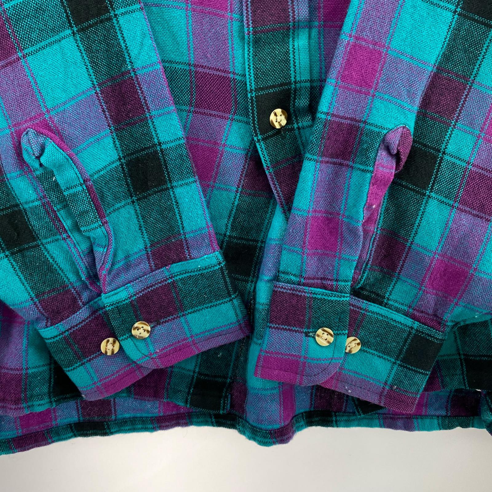 長袖シャツ VAN HEUSEN ウールチェックシャツ XL グリーン グリーン