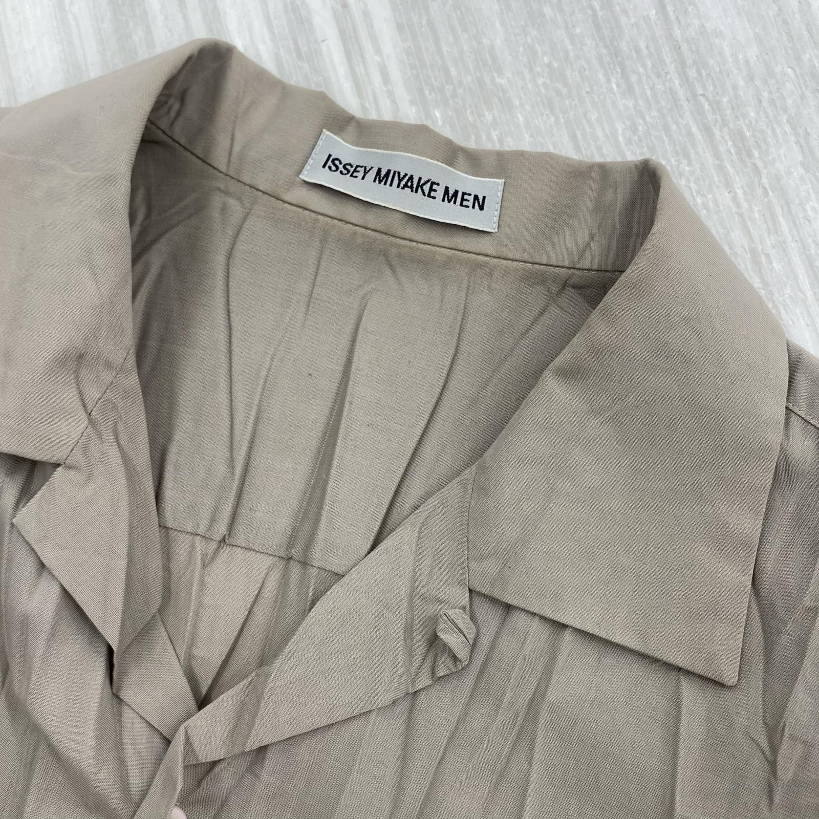 半袖シャツ ISSEY MIYAKE MEN 90s オープンカラーS/Sプリーツシャツ グレー M グレー