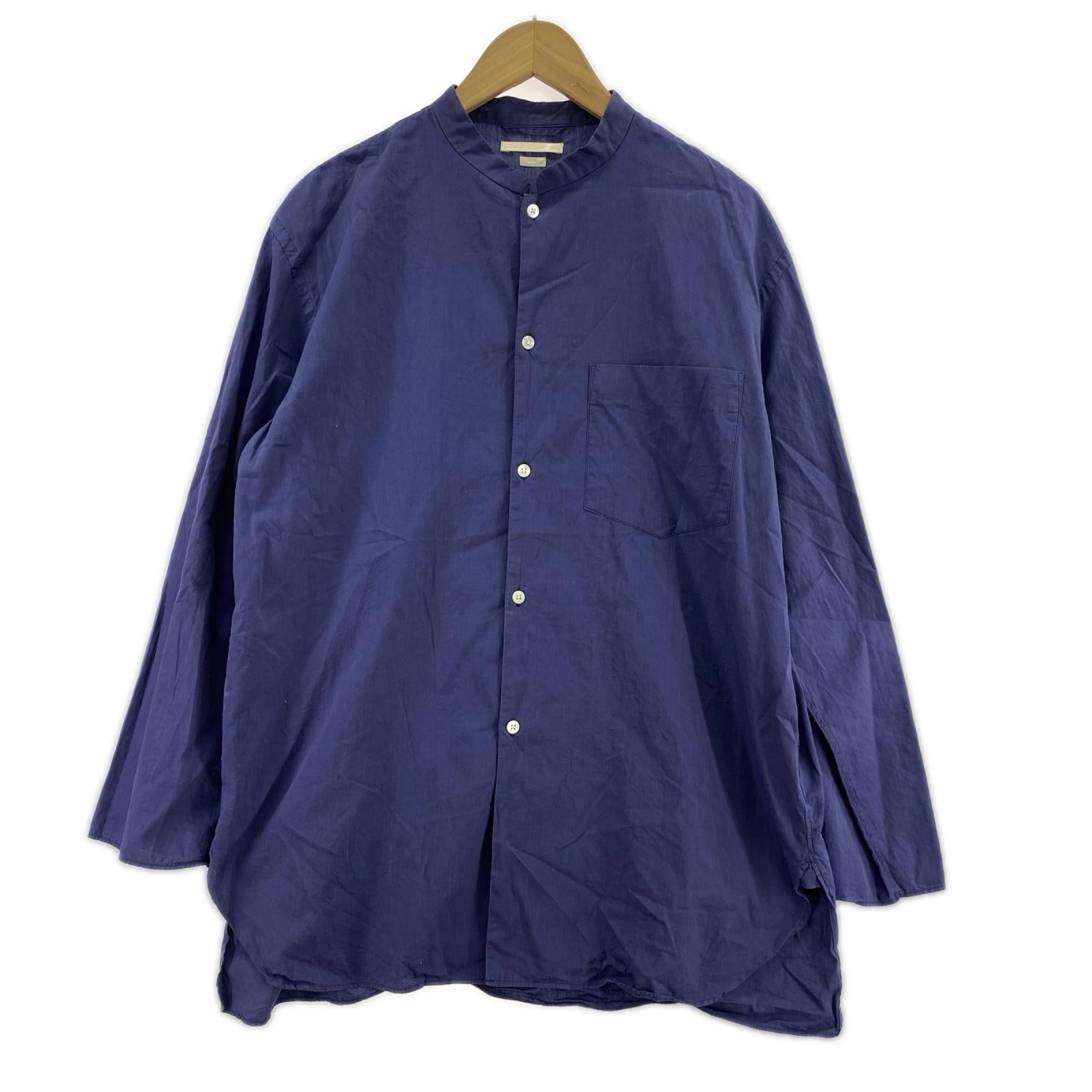 長袖シャツ blurhms Chambray Stand Collar Cuffless Shirt BHS23S023 紺 (2) 2 ネイビー