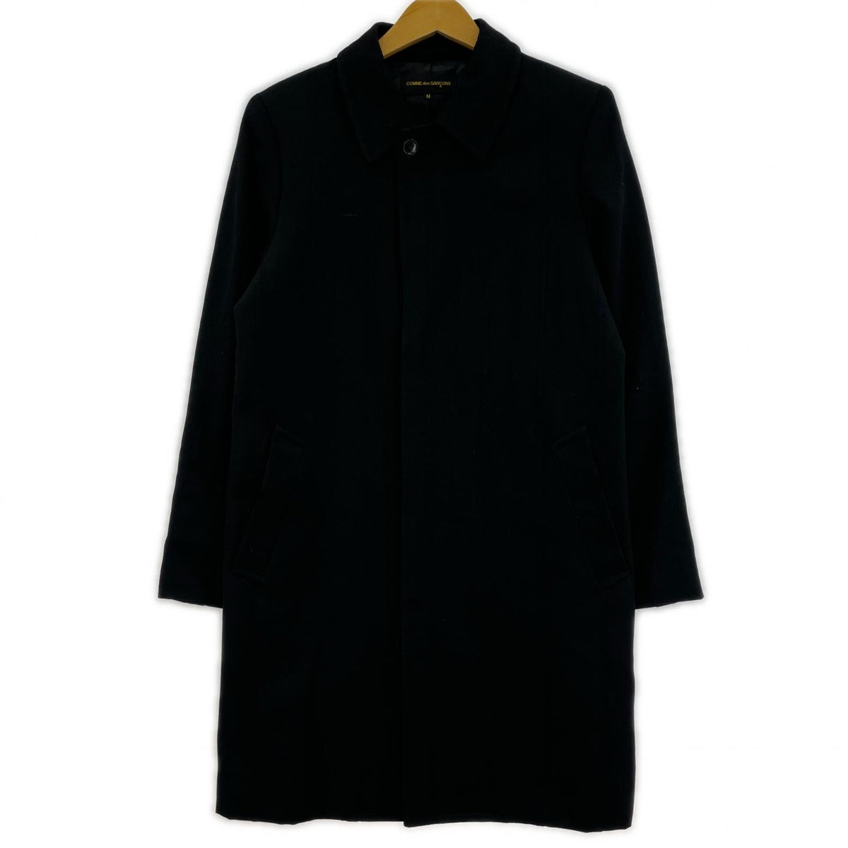 ジャケット COMME des GARCONS 本ライン ウールステンカラーコート M ブラック M ブラック