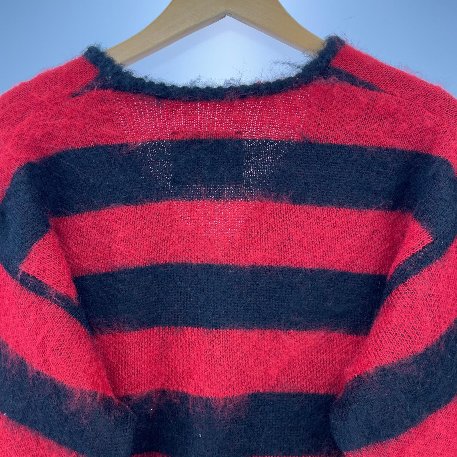 ニット Penneys シャギーニットカーディガン RED×BLK M