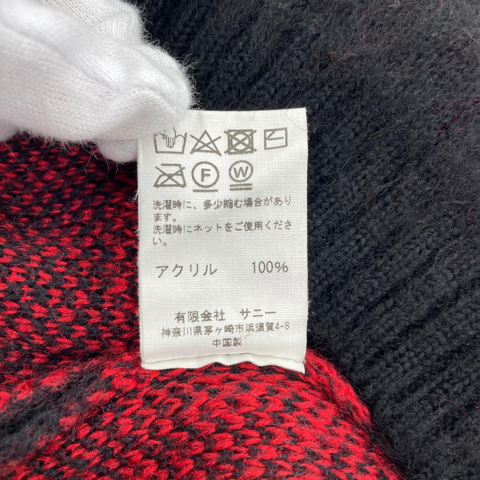 ニット Penneys シャギーニットカーディガン RED×BLK M