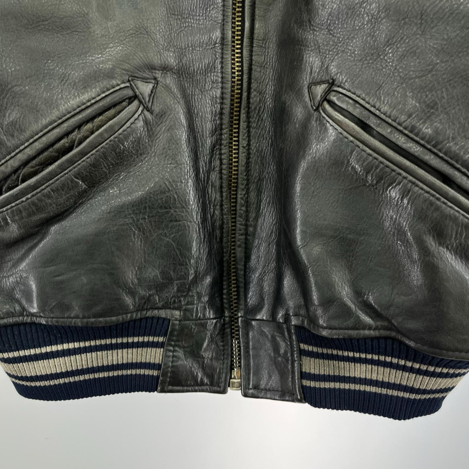 レザージャケット Leather Stadium Jacket S S ブラック