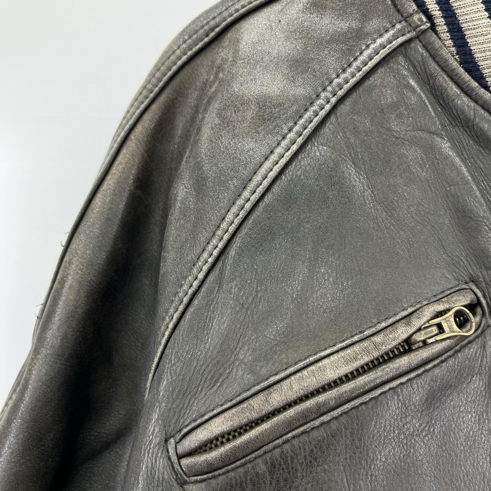 レザージャケット Leather Stadium Jacket S S ブラック