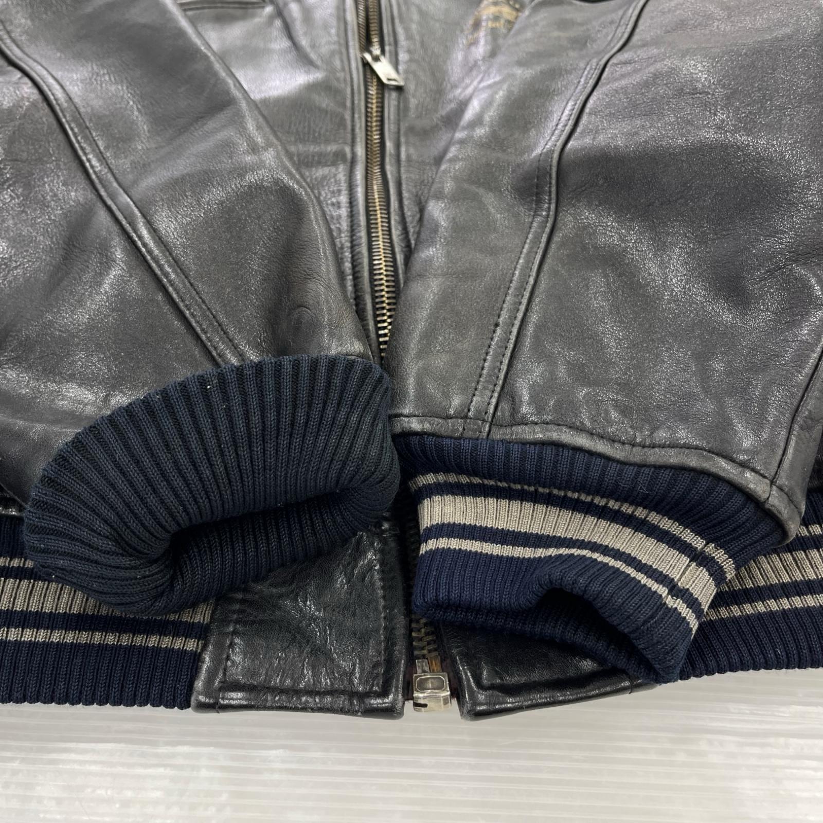 レザージャケット Leather Stadium Jacket S S ブラック