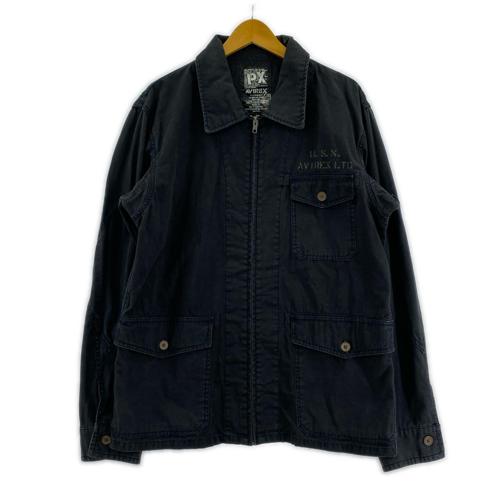 ジャケット AVIREX カバーオールジャケット BLK XL ブラック