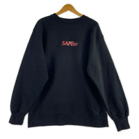 スウェット SAPEur RED LEOPARD HEAD CREWNECK SWEAT M M ブラック
