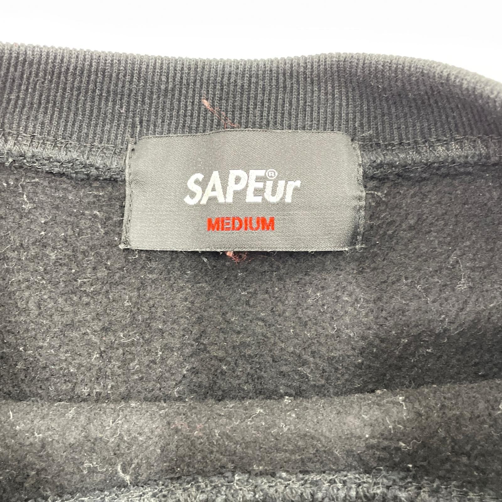 スウェット SAPEur RED LEOPARD HEAD CREWNECK SWEAT M M ブラック