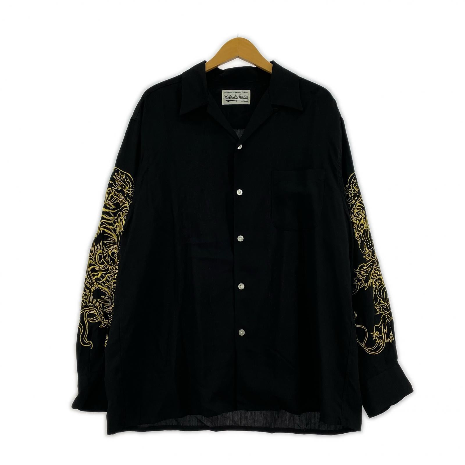 長袖シャツ TIM LEHI 龍刺繍 黒 (L) L ブラック