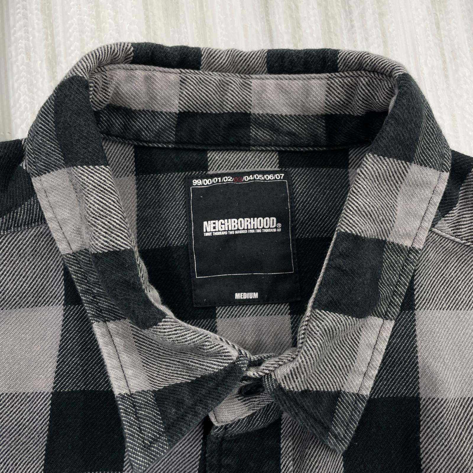 半袖シャツ NEIGHBORHOOD 03年 チェックシャツ DCNH-SH-07 黒グレー (M) M