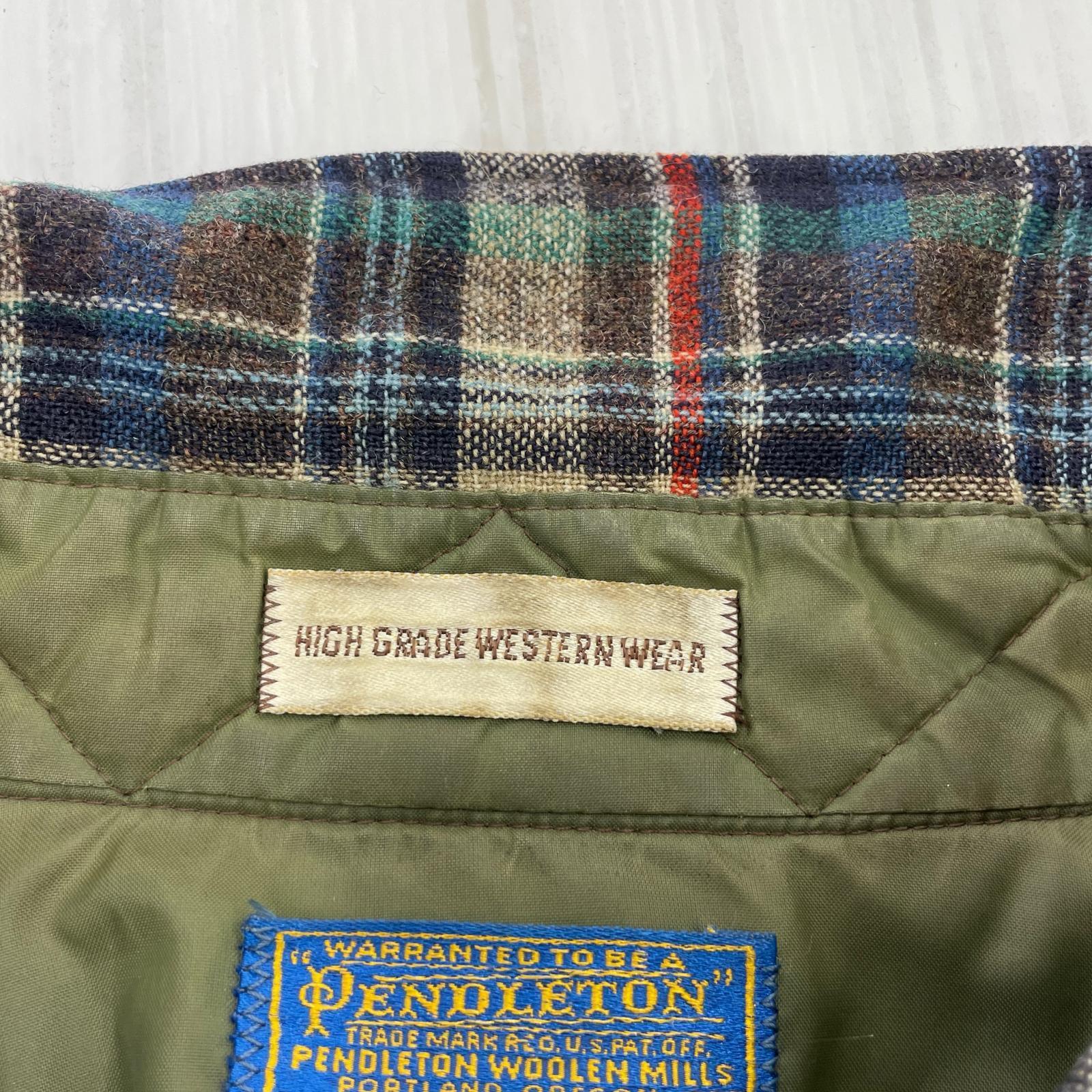 長袖シャツ 70s チェック ウエスタンシャツ 茶 M