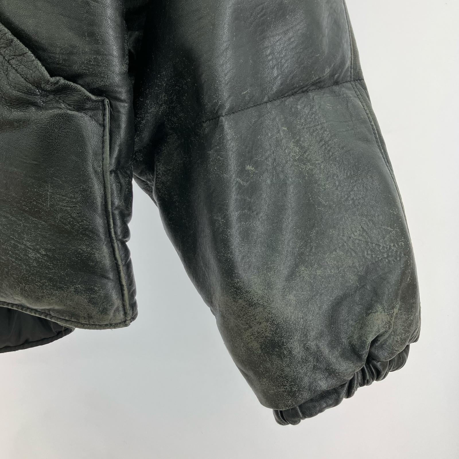 ダウンジャケット schott 80s USA製 レザーダウンジャケット 黒 (36) ブラック