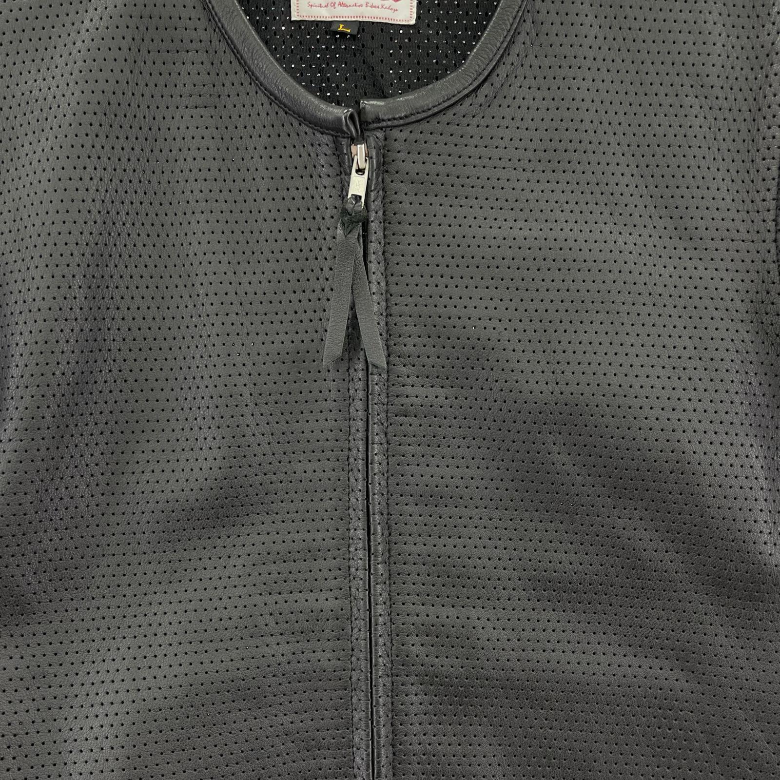ジャケット .KADOYA パンチングレザー 半袖ジャケット 黒 (L) L ブラック