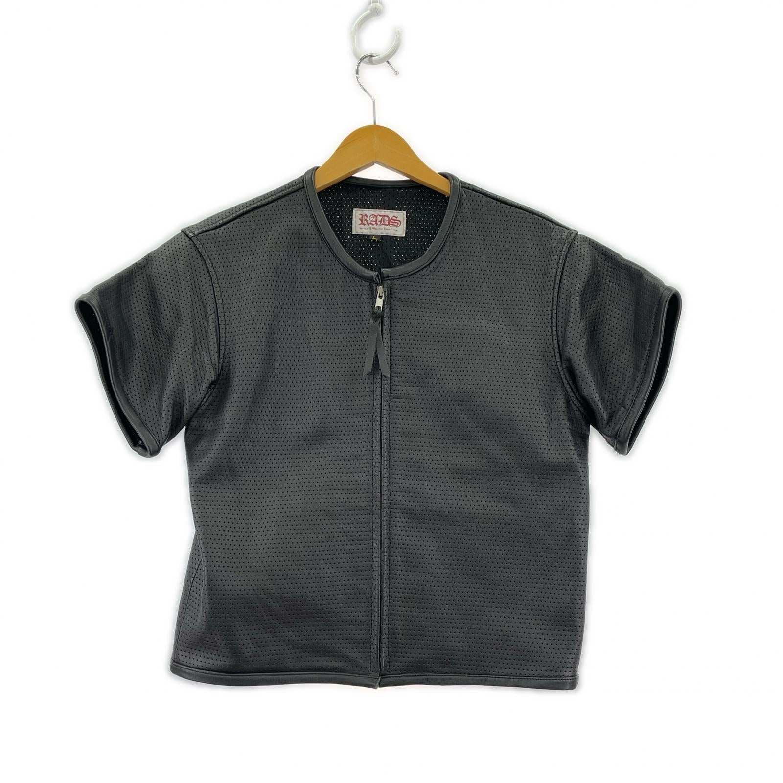 ジャケット .KADOYA パンチングレザー 半袖ジャケット 黒 (L) L ブラック