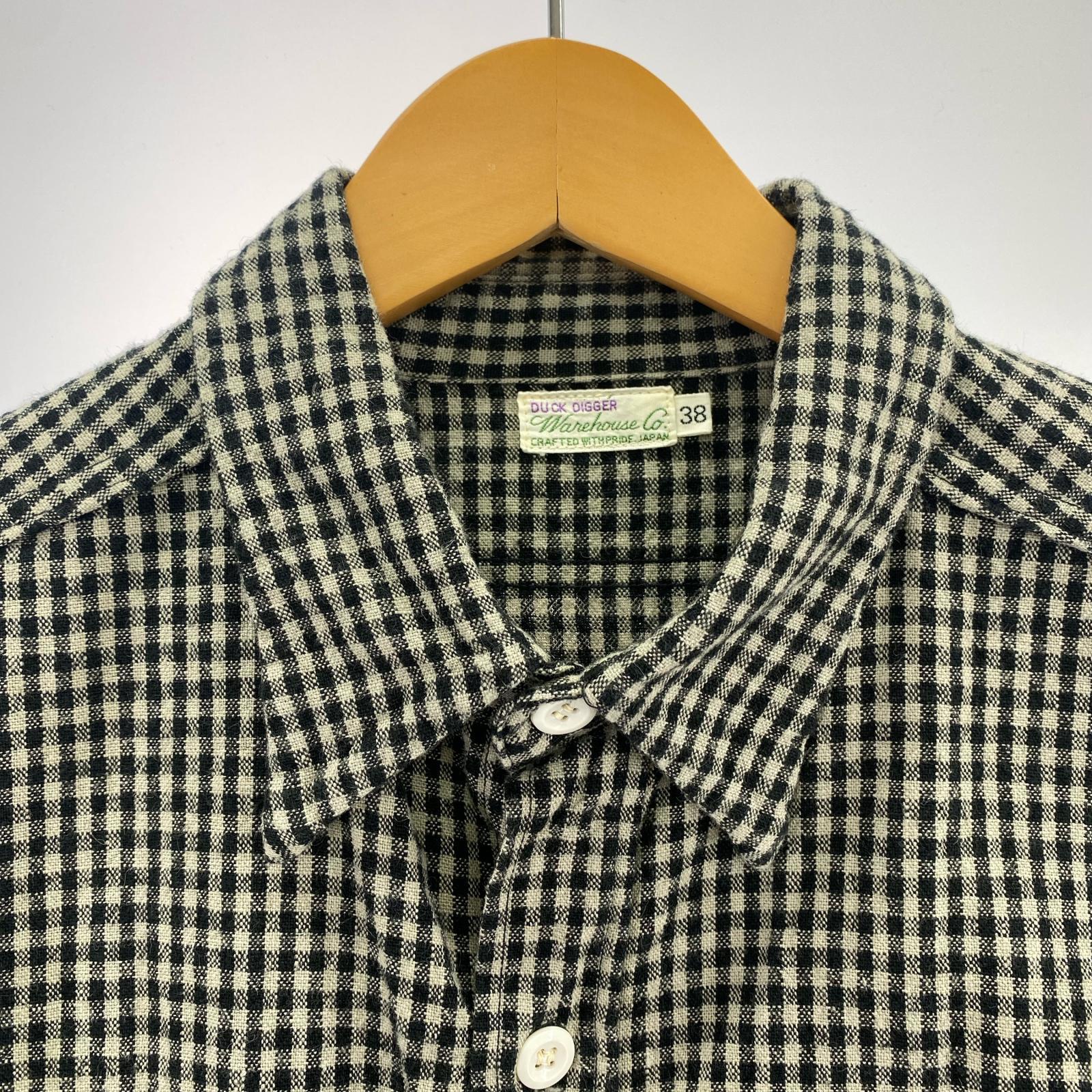 長袖シャツ WAREHOUSE DUCK DIGGER コットンチェックシャツ (38) ブラック