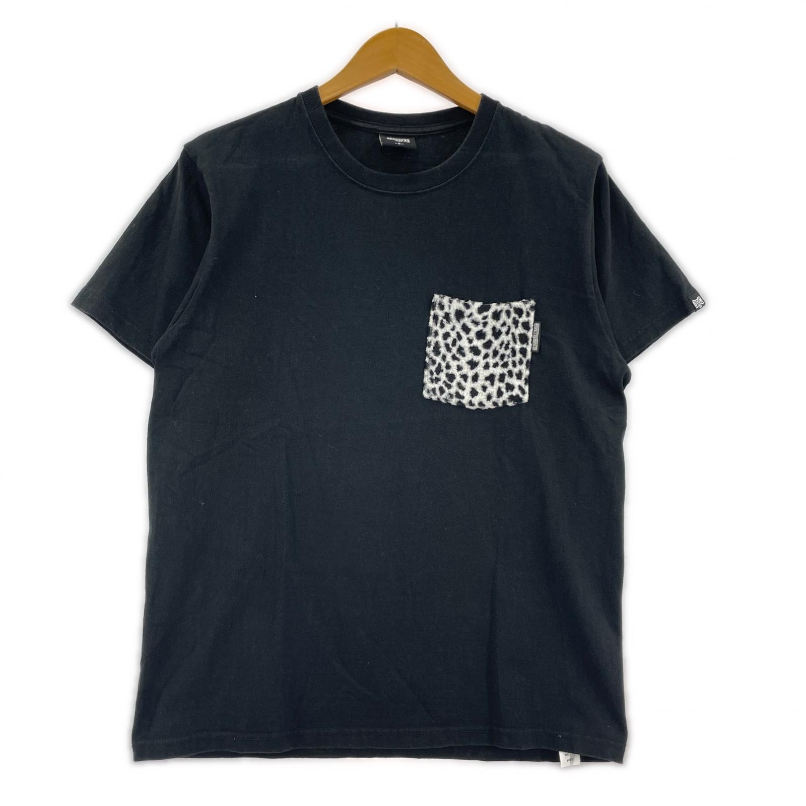 半袖Ｔシャツ ポケットT　レオパード柄 S ブラック