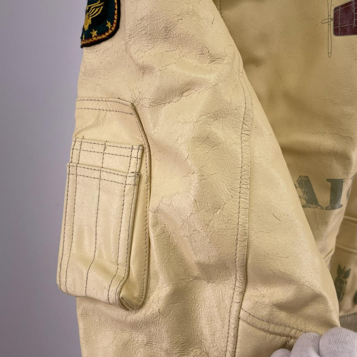 レザージャケット bare fox flying jacket M CRM M