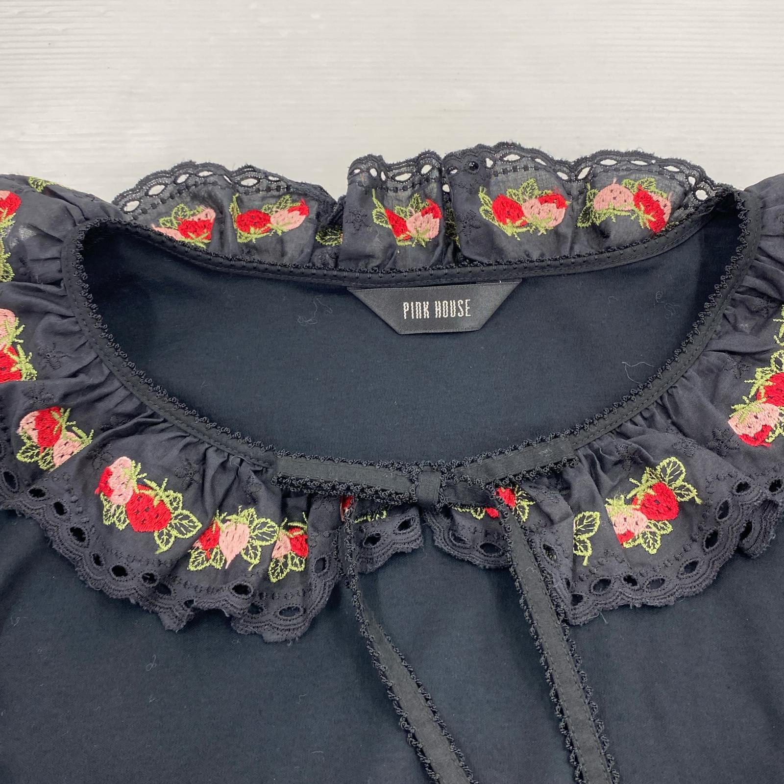 長袖Ｔシャツ イチゴ刺繍 L ブラック
