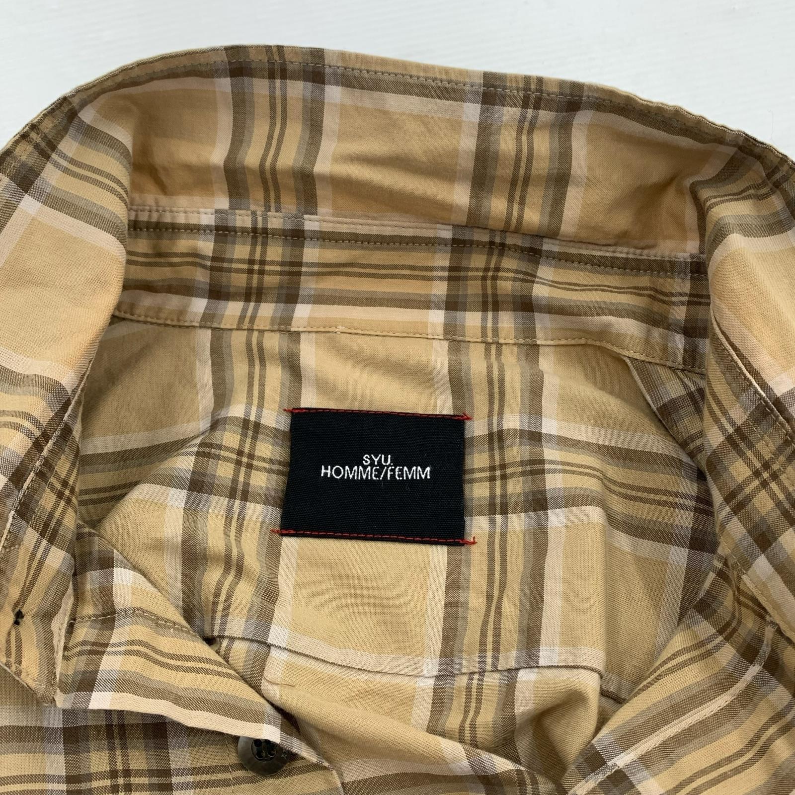 長袖シャツ SYU.HOMME/FEMME チェック ベージュ ベージュ