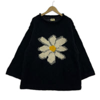ニット mcmachan woolen ﾌﾗﾜｰﾓﾁｰﾌﾆｯﾄ 黒 ブラック