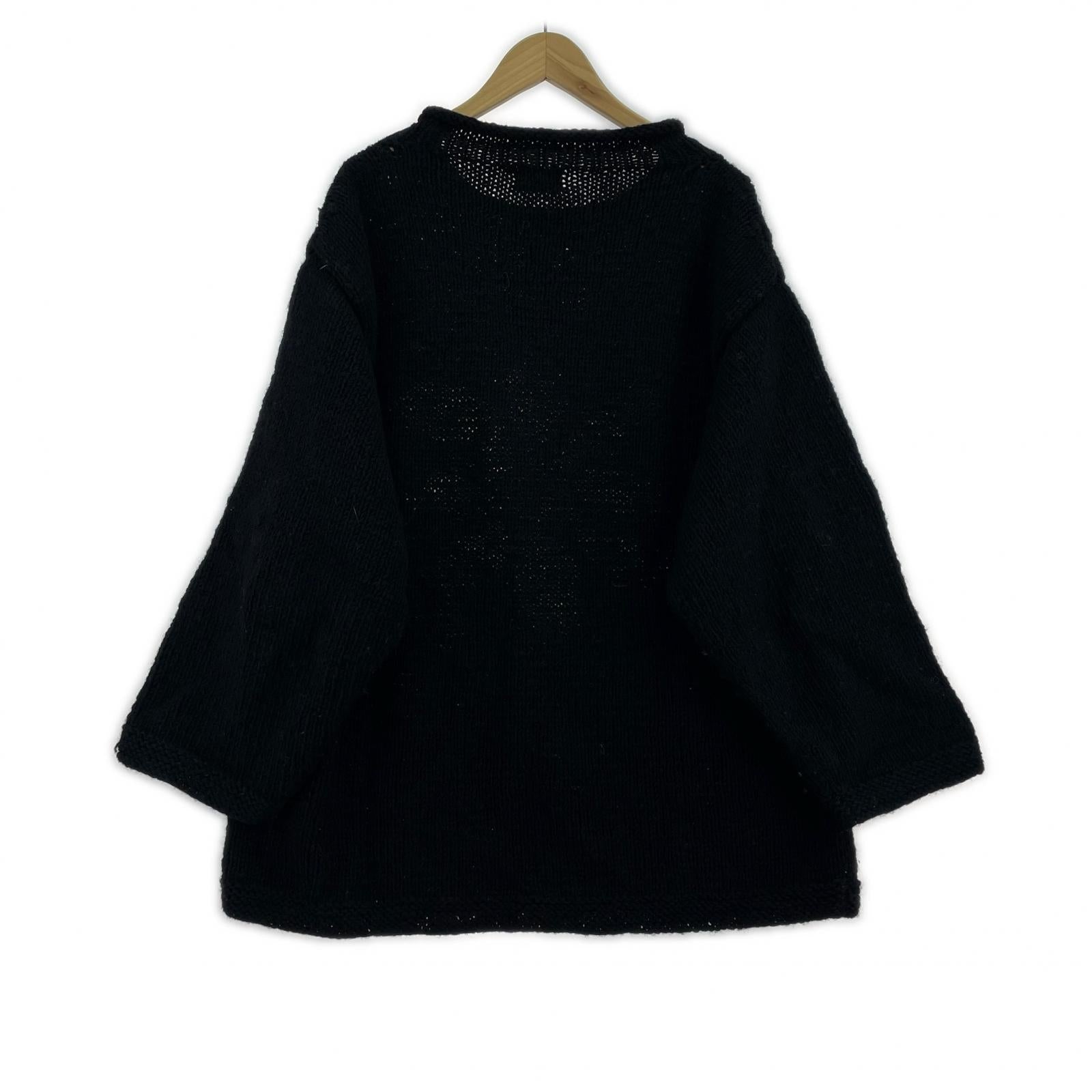 ニット mcmachan woolen ﾌﾗﾜｰﾓﾁｰﾌﾆｯﾄ 黒 ブラック