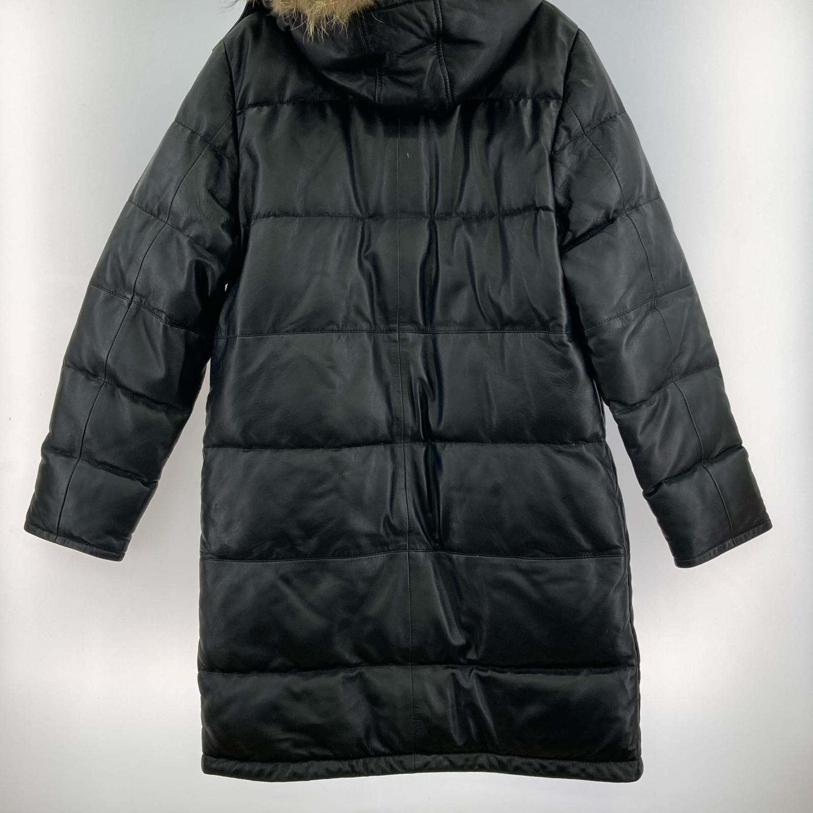 ジャケット Liugoo Leathers ファーレザーダウンコート XL ブラック ブラック