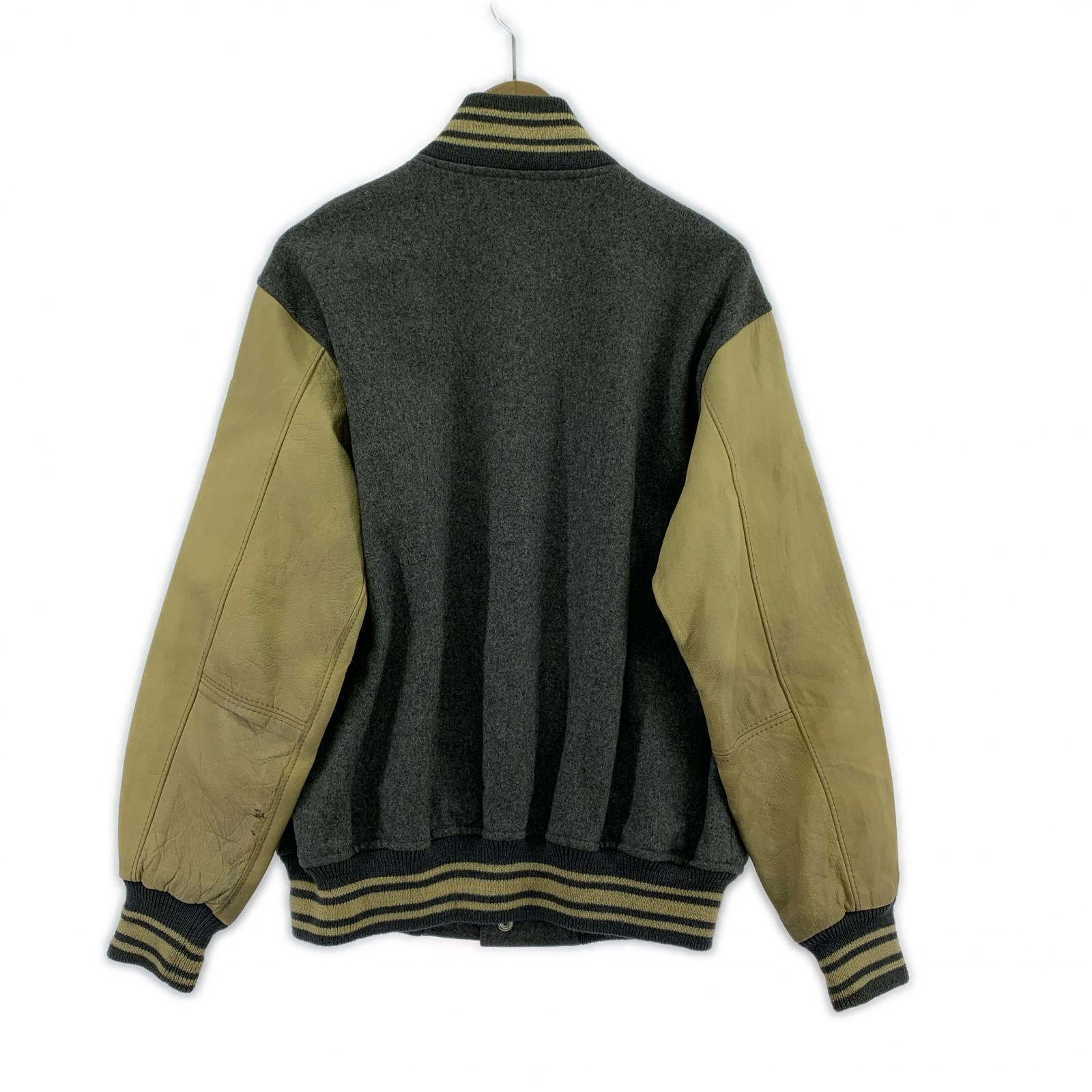 ジャケット 袖レザー スタジャン L グレー