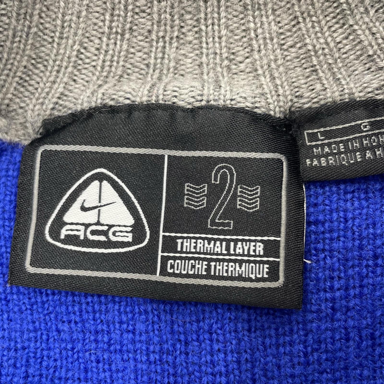 ニット 00s ACG ハーフジップボーダーニット ブルー（L） L ブルー