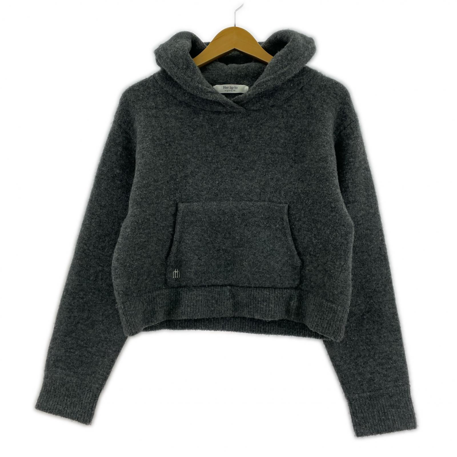 パーカー Her lip to Trois Logo Knit Hoodie グレー フリー グレー