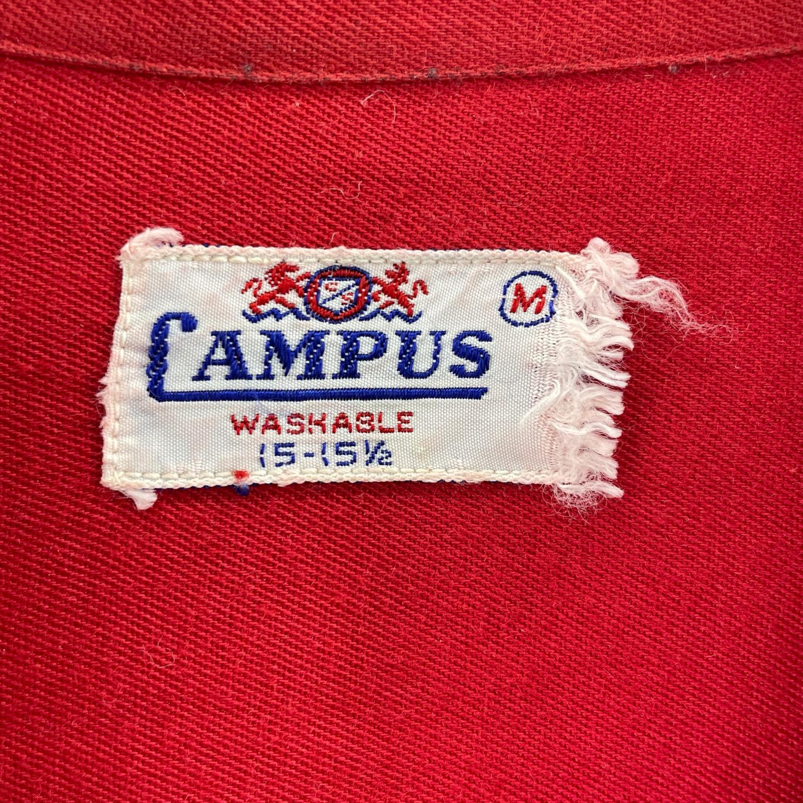 長袖シャツ 50s CAMPUS レーヨン ギャバジンシャツ (15-15.5 M) レッド M レッド