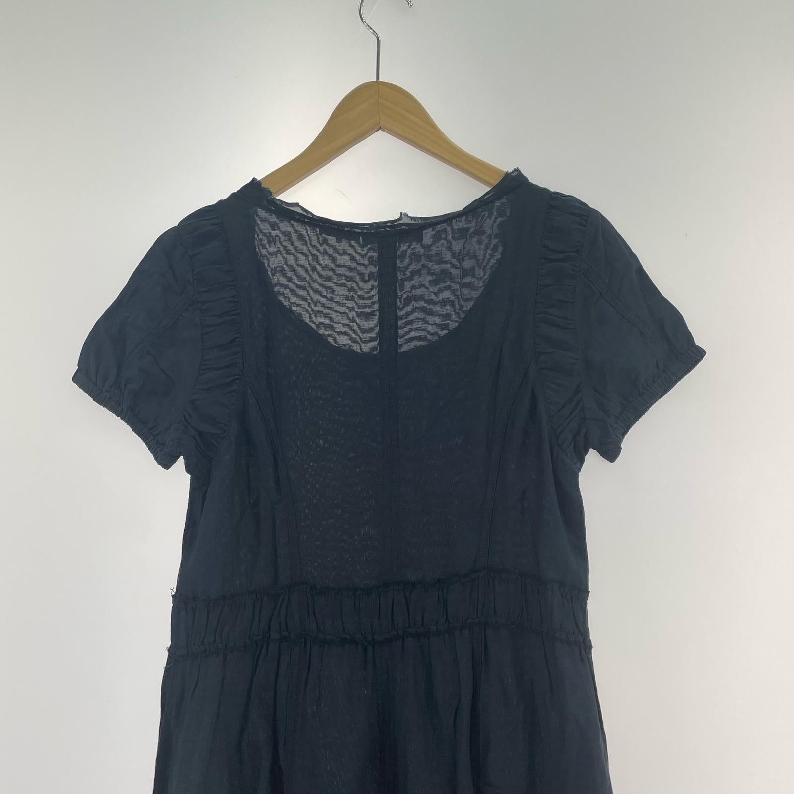 ワンピース McQ ワントーンギャザーカットオフワンピース　紺 42