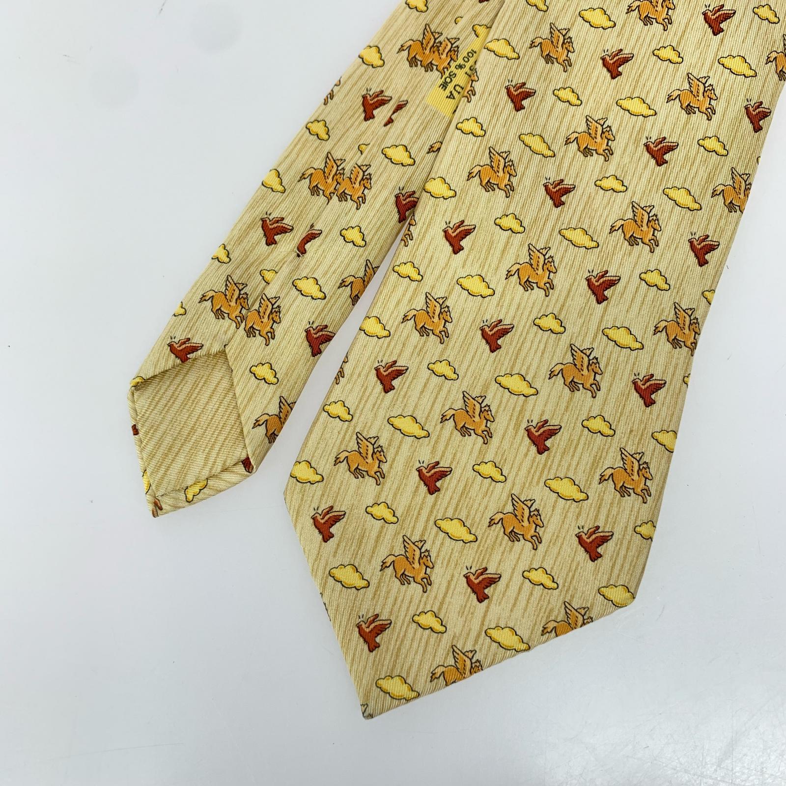 HERMES ペガサス柄 シルク ネクタイ