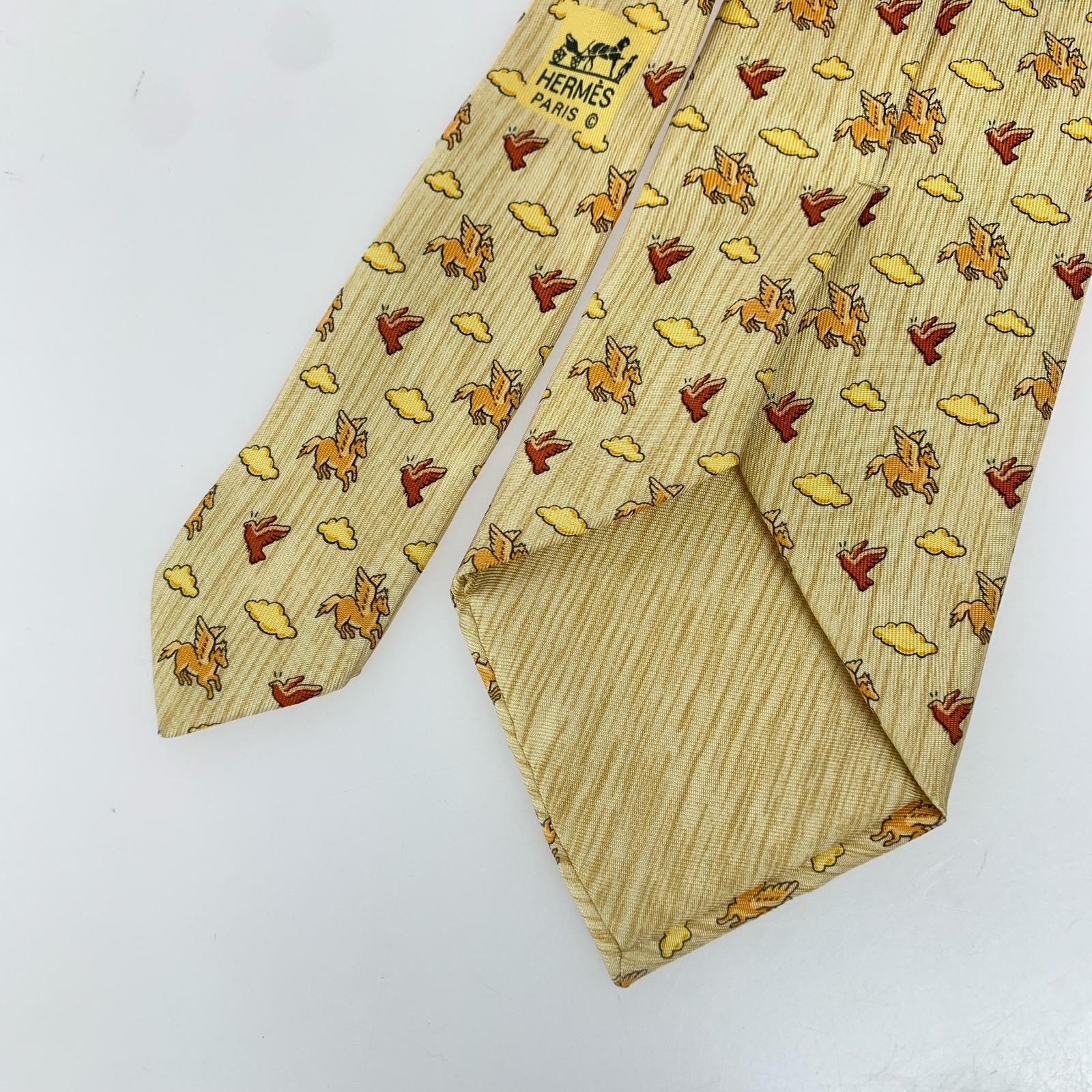 HERMES ペガサス柄 シルク ネクタイ