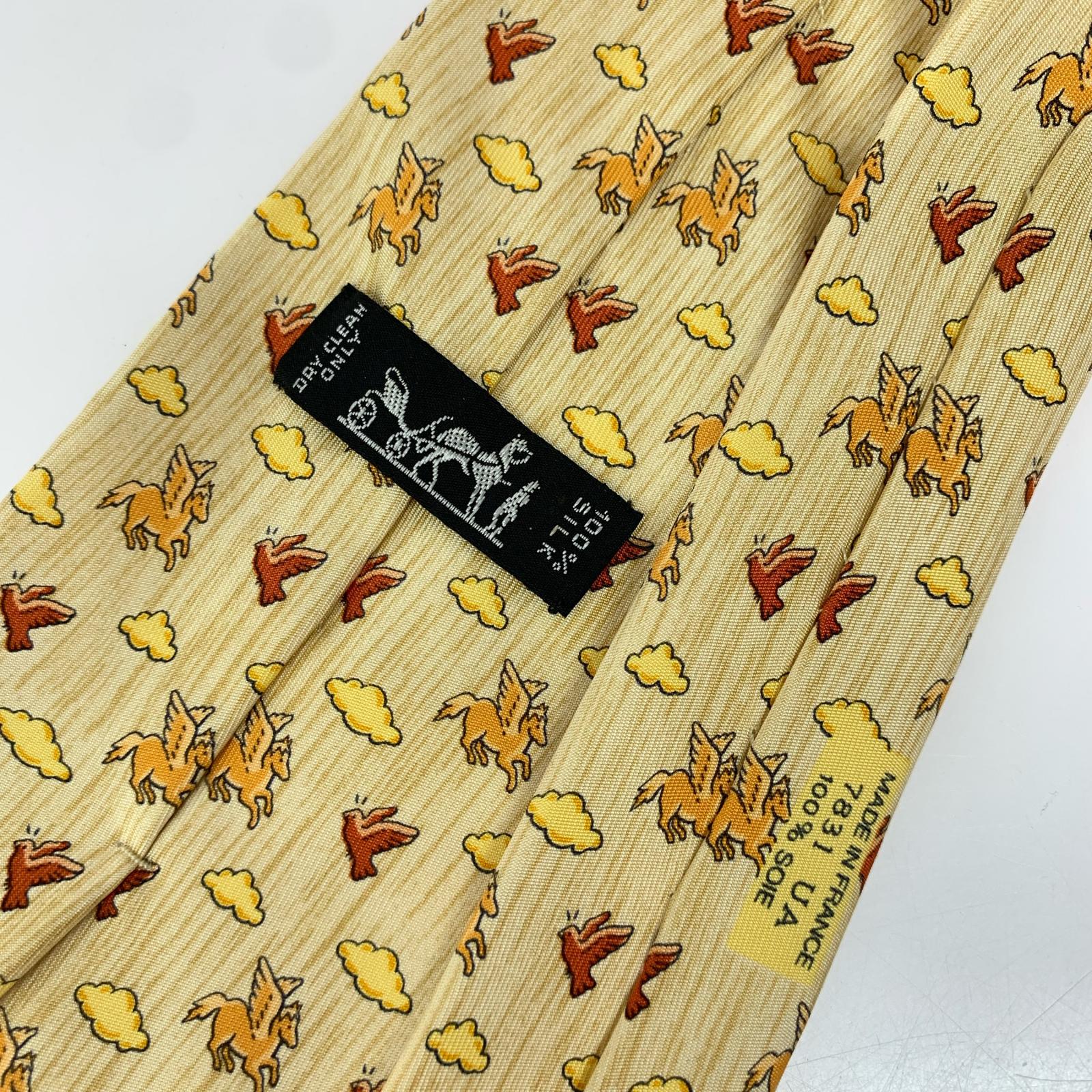 HERMES ペガサス柄 シルク ネクタイ