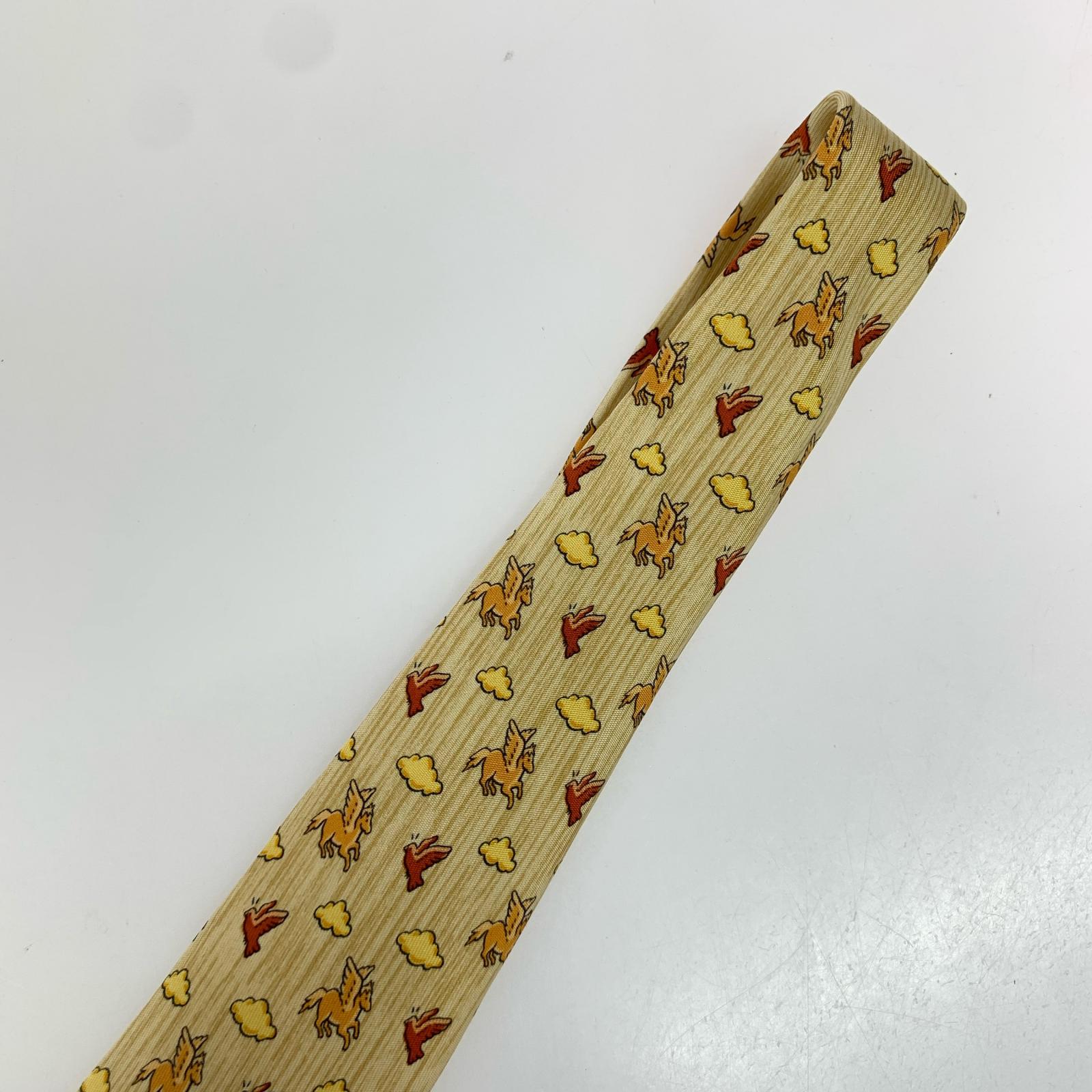 HERMES ペガサス柄 シルク ネクタイ