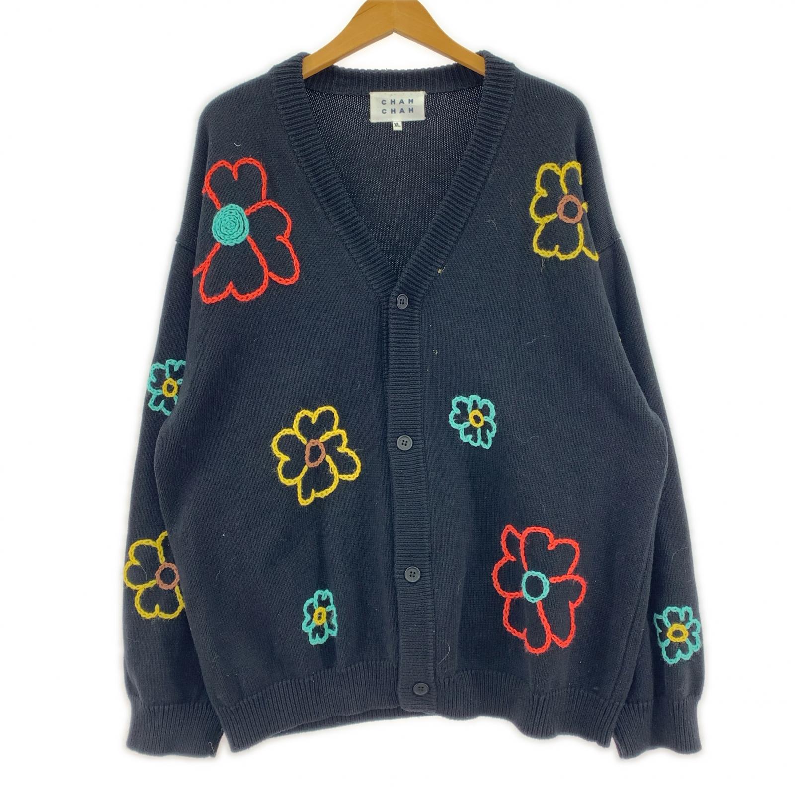 カーディガン CHAH CHAH 22SS 刺繍カーディガン ブラック