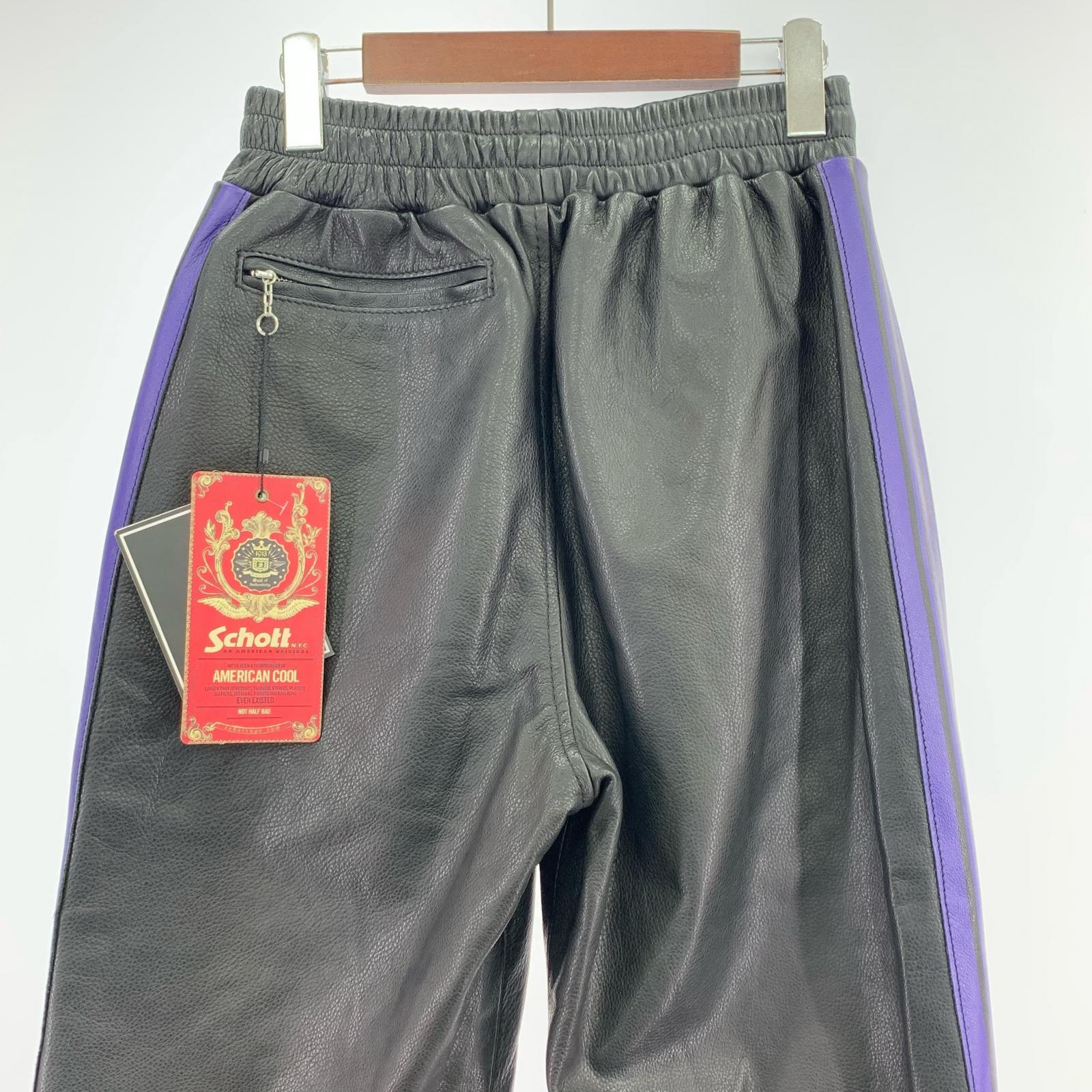 パンツ Needles×schott LEATHER TRACK PANTS 7823215013 黒 (S) S ブラック