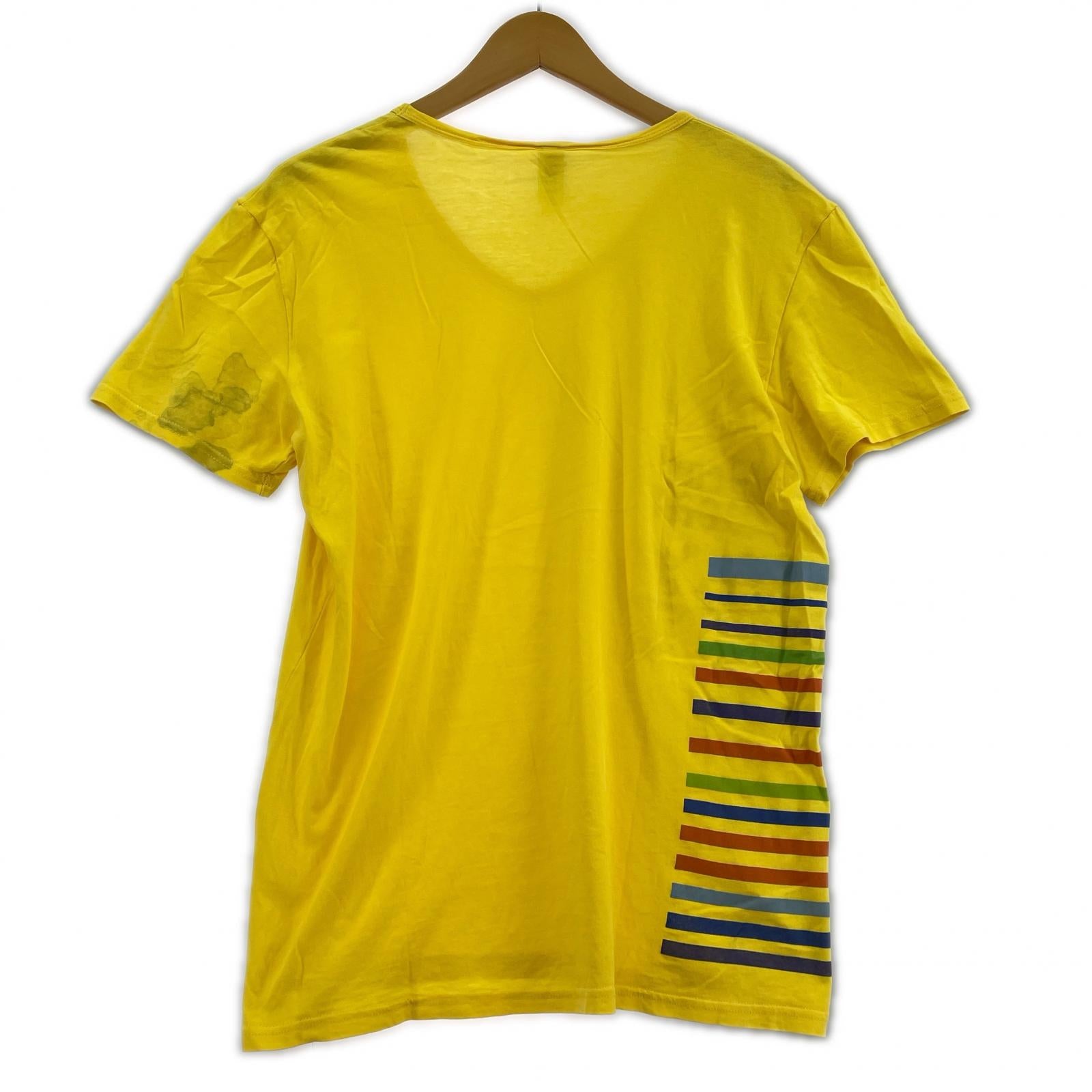 半袖Ｔシャツ john galiano ニュースペーパープリントS/Sカットソー　黄 イエロー