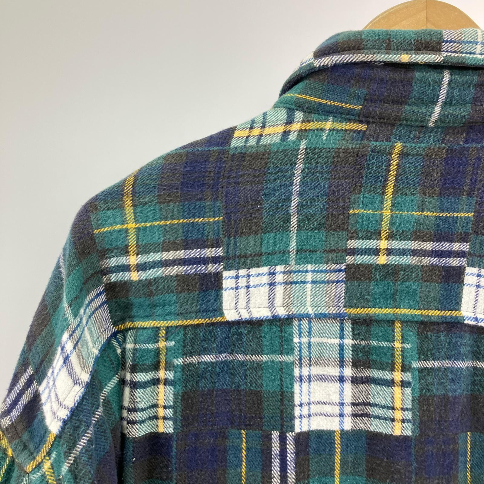 半袖シャツ OLD チェックシャツ 緑(XL) グリーン