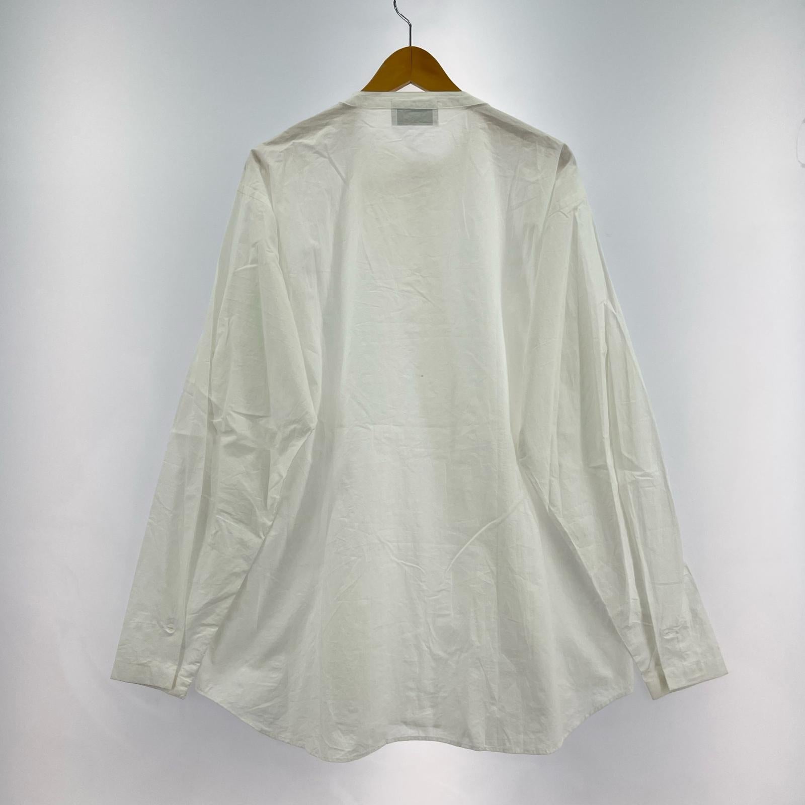 長袖シャツ RAINMAKER TOKYO PLEATED SHIRT ノーカラーシャツ ホワイト